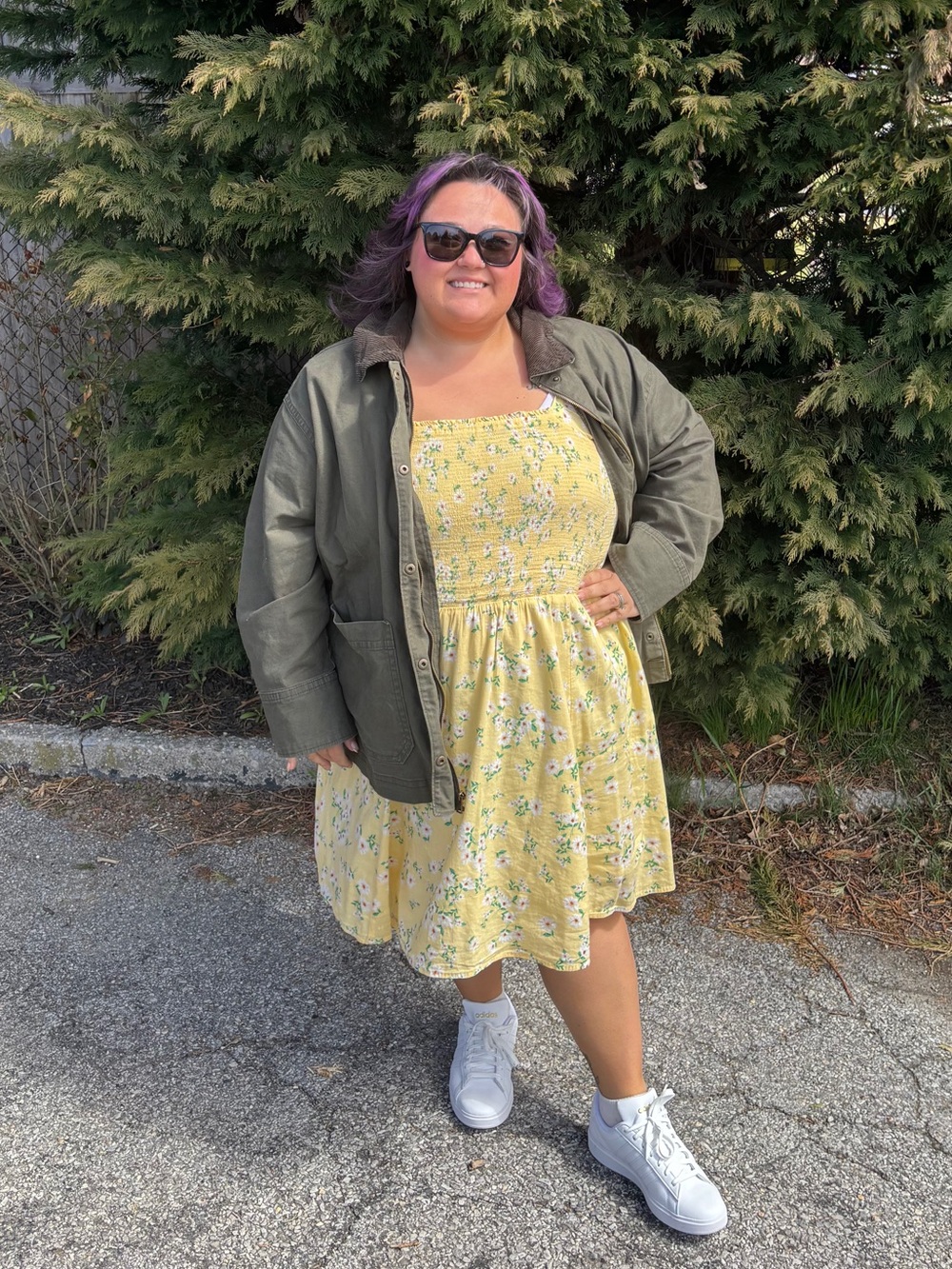 Old Navy Yellow Floral Smocked Mini Dress